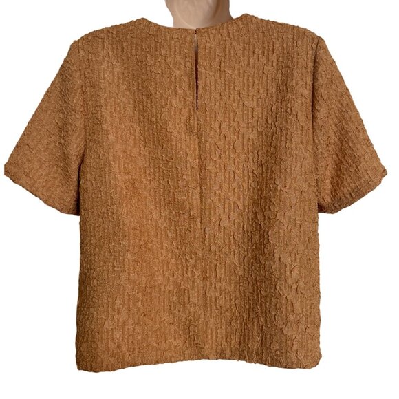 Melloday Clothing Textured Peachy Brown Size Small Blouse NWT $52 - Picture 2 of 7